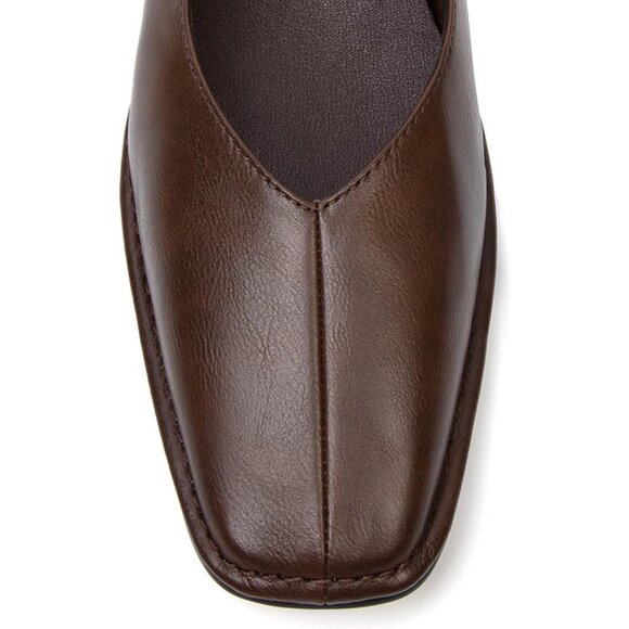 Women Brown Square Toe Comfortable Slip-On Lace-Up Loafers Summer Shoes - Picture 6 of 6